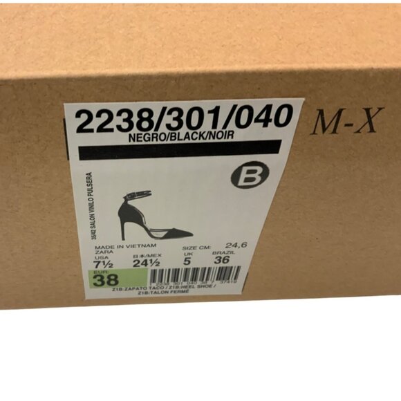 Zara Black Sueded Heels With Clear Contrast Detail & Ankle Straps - Picture 7 of 7